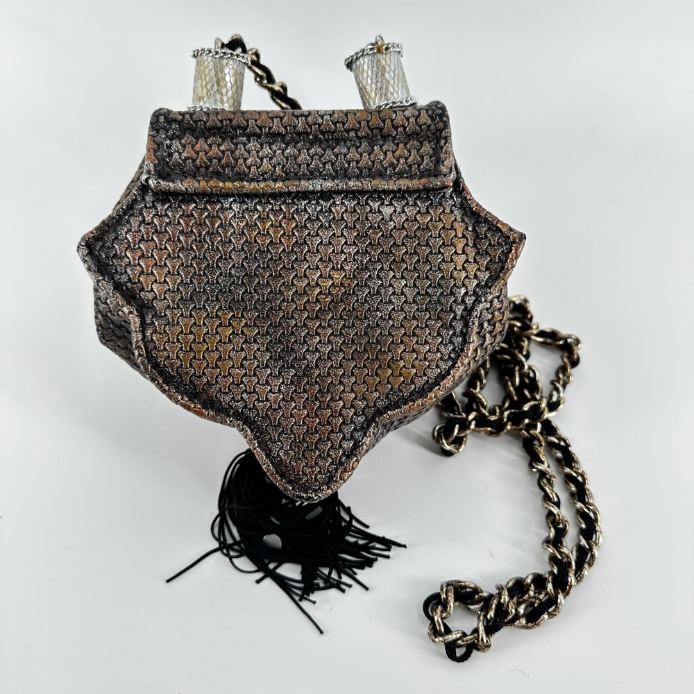 VTG Mary Frances Dragonfly Beaded Crossbody Bag Bronze Metallic Evening Small OS - Picture 4 of 7